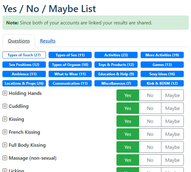 kink create yes no maybe checklist