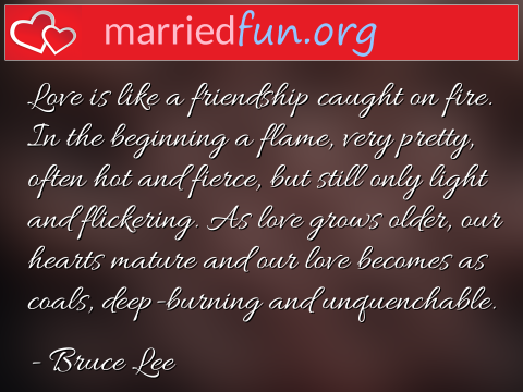 Love Quote by Bruce Lee - Love is like a friendship caught on ... 